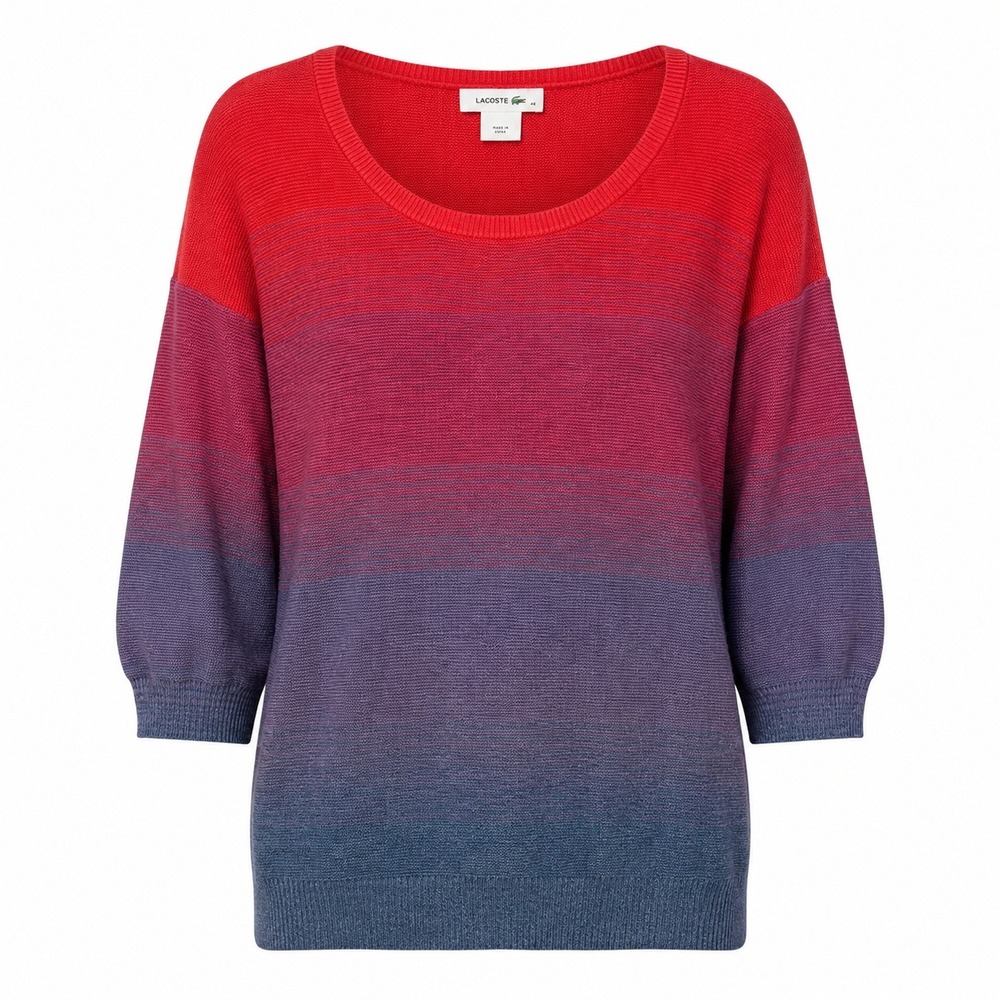 Lacoste Sunsetcore Ombre Knit Sweater Women Large Indie Sleaze Retro Preppy